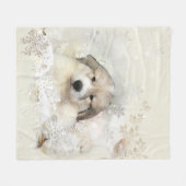 Grote Pyreneeën Waterverf Puppy Fleece Deken (Voorkant (Horizontaal))