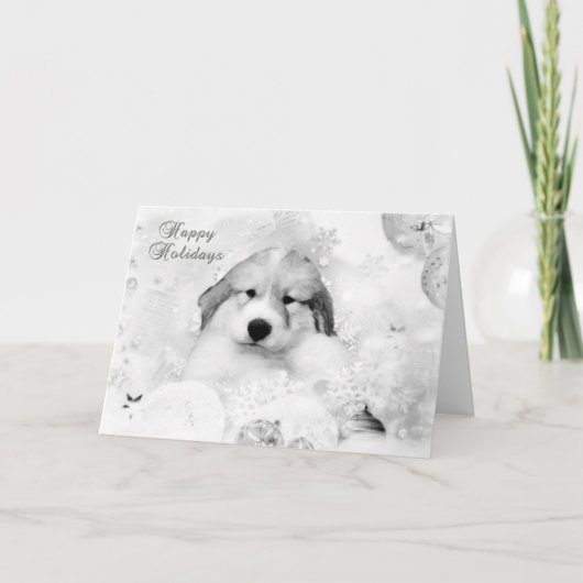 Grote Pyreneeën Waterverf Puppy Holiday Kaart (Voorkant)