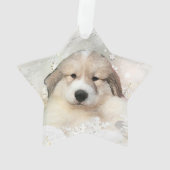 Grote Pyreneeën Waterverf Puppy Holiday Ornament (achterkant)