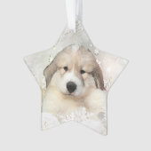 Grote Pyreneeën Waterverf Puppy Holiday Ornament (voorkant)