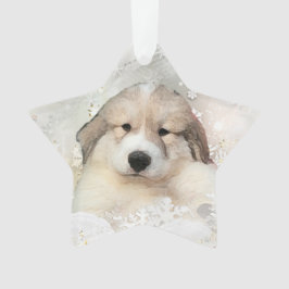 Grote Pyreneeën Waterverf Puppy Holiday Ornament