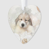 Grote Pyreneeën Waterverf Puppy Holiday Ornament (voorkant)