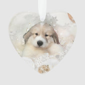 Grote Pyreneeën Waterverf Puppy Holiday Ornament (voorkant)