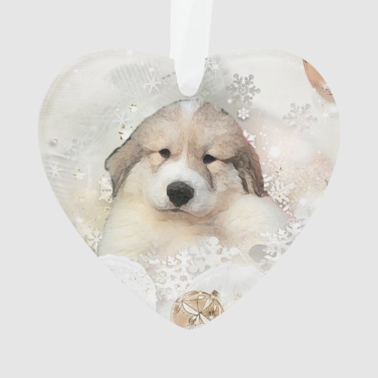 Grote Pyreneeën Waterverf Puppy Holiday Ornament (achterkant)