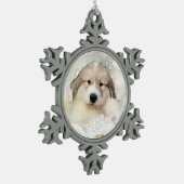 Grote Pyreneeën Waterverf Puppy Holiday Tin Sneeuwvlok Ornament (Links)
