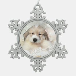Grote Pyreneeën Waterverf Puppy Holiday Tin Sneeuwvlok Ornament