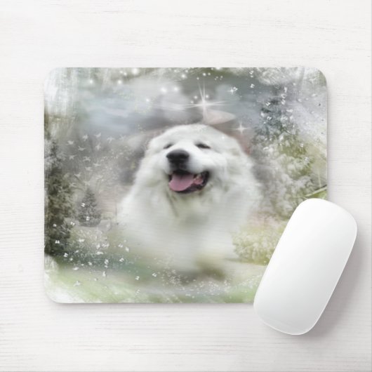 Grote Pyreneeën Winter Scene - Mousepad Muismat (Met muis)