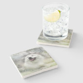 Grote Pyreneeën Winter Scene Stenen Onderzetter (Zijkant)