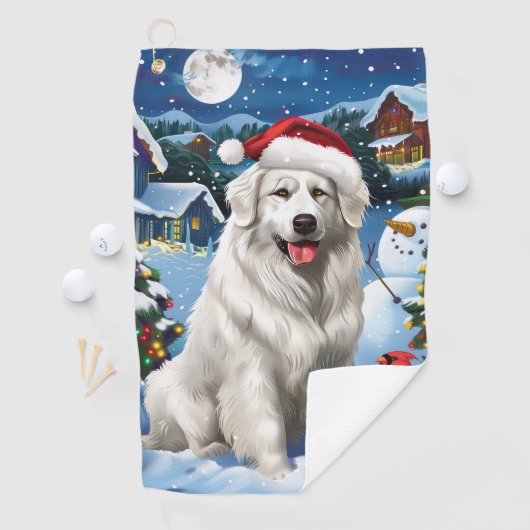 Grote Pyreneeën Winter Wonderland Kerstvreugde Golfhanddoek (Insitu)