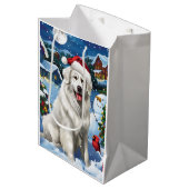 Grote Pyreneeën Winter Wonderland Kerstvreugde Medium Cadeauzakje (Voorkant Gekanteld)