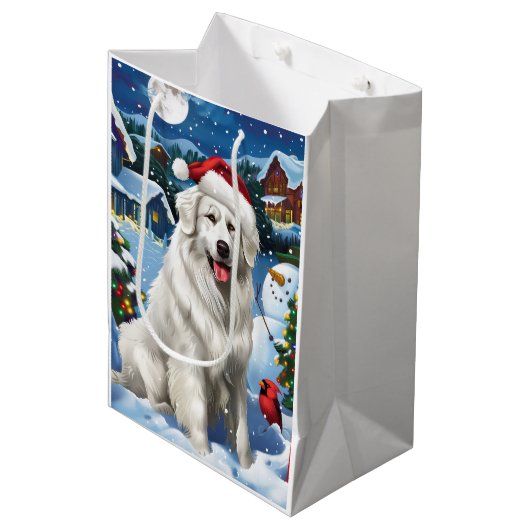 Grote Pyreneeën Winter Wonderland Kerstvreugde Medium Cadeauzakje (Voorkant Gekanteld)