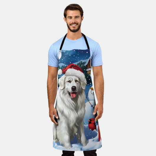 Grote Pyreneeën Winter Wonderland Kerstvreugde Schort (Gedragen)