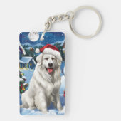 Grote Pyreneeën Winter Wonderland Kerstvreugde Sleutelhanger (achterkant)