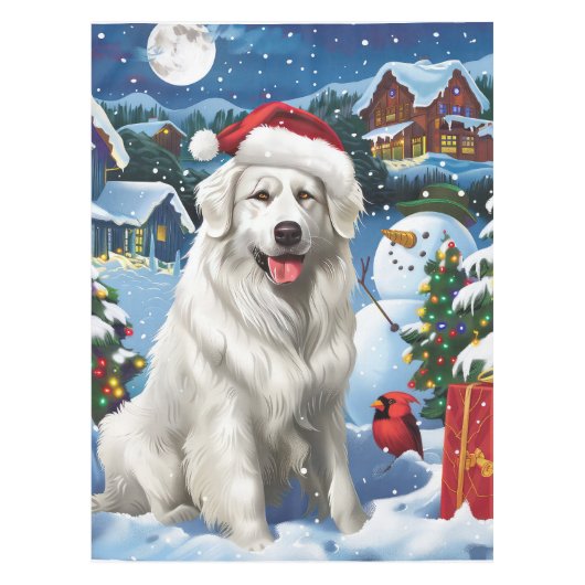 Grote Pyreneeën Winter Wonderland Kerstvreugde Tafelkleed (Voorkant)