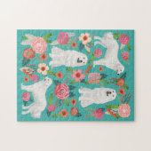 Grote Pyrenees Dog Floral Legpuzzel (Horizontaal)