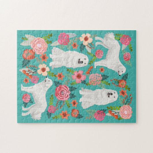 Grote Pyrenees Dog Floral Legpuzzel (Horizontaal)