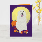 Grote Pyrenees Halloween Autumn Kaart (Gele Bloem)
