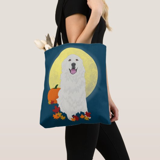 Grote Pyrenees Halloween Autumn Tote Bag (Dichtbij)