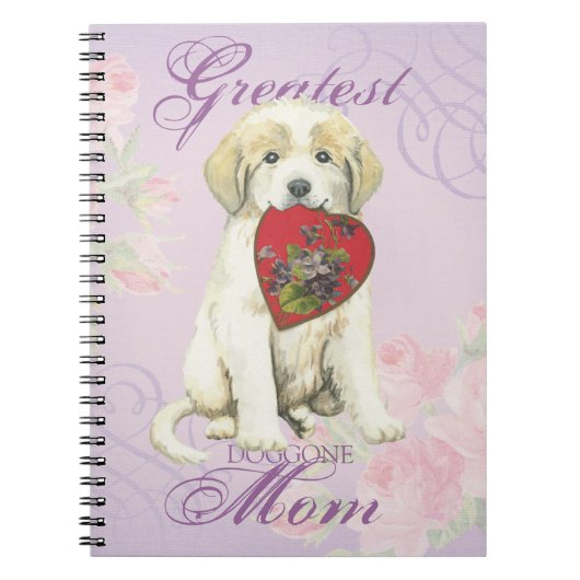 Grote Pyrenees Heart Mam Notitieboek (Voorkant)