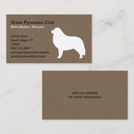 Grote Pyrenees Silhouette Visitekaartje (Voorkant / Achterkant)