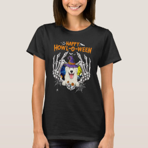 Grote Pyrenes Skelet Hart Happy Howl O Ween Cos T-shirt