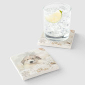 Grote pyrnees Waterverf Puppy Stenen Onderzetter (Zijkant)