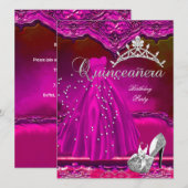 Grote Quinceanera 15e verjaardag Roze dress Kaart (Voorkant / Achterkant)