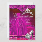 Grote Quinceanera 15e verjaardag Roze dress Kaart (Voorkant)