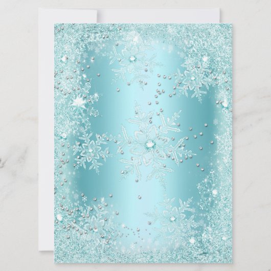 Grote Quinceanera Blauwgroen Snowflake Winter Wond Kaart (Achterkant)
