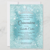 Grote Quinceanera Blauwgroen Snowflake Winter Wond Kaart (Voorkant)