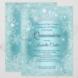 Grote Quinceanera Turkoois Sneeuwvlok Winter Wonde Kaart