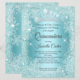 Grote Quinceanera Turkoois Sneeuwvlok Winter Wonde Kaart