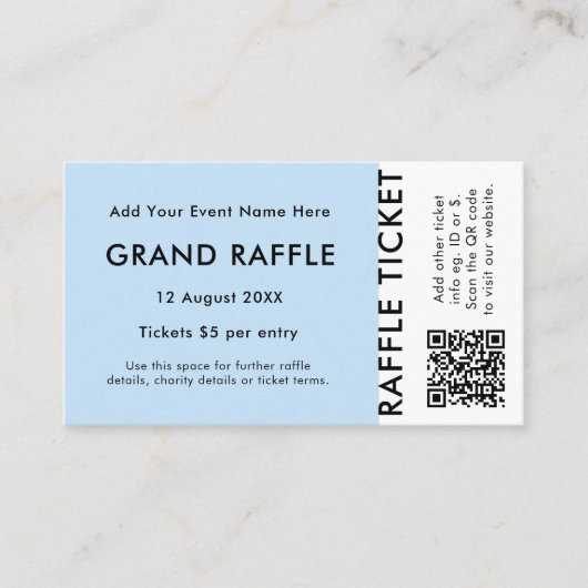 Grote Raffle-prijs Ticket QR Code Blue Event (Voorkant)