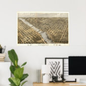 Grote Rapids Michigan 1868 Antiek Panoramische Kaa Poster (Thuiskantoor)