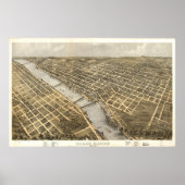 Grote Rapids Michigan 1868 Antiek Panoramische Kaa Poster (Voorkant)