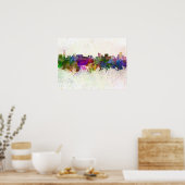 Grote Rapids skyline op waterverf achtergrond Poster (Keuken)