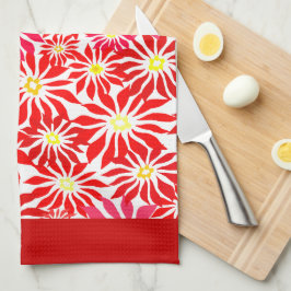 Grote Red Poinsettia Flowers Pattern Kitchen Towel Theedoek