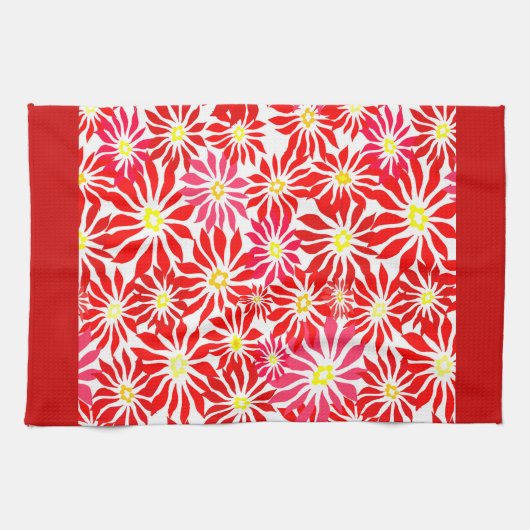 Grote Red Poinsettia Flowers Pattern Kitchen Towel Theedoek (Horizontaal)