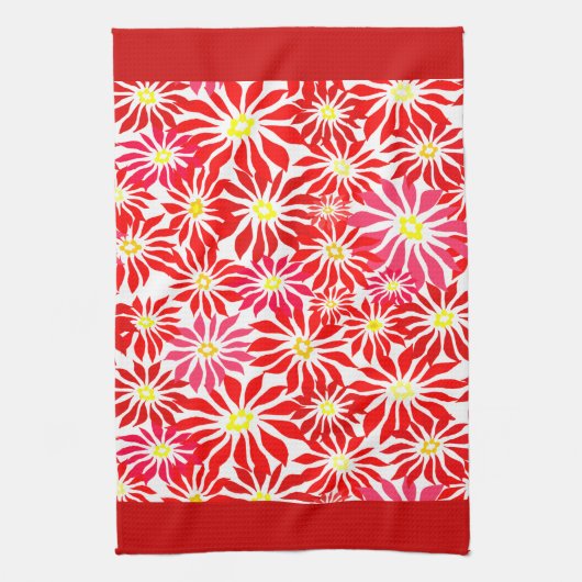 Grote Red Poinsettia Flowers Pattern Kitchen Towel Theedoek (Verticaal)