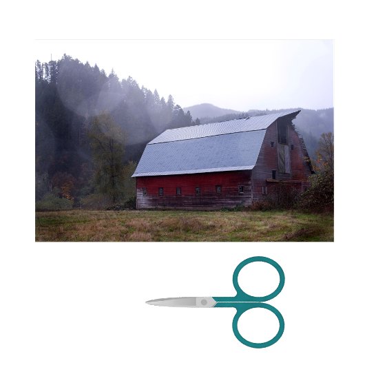 Grote Red Weathered Barn met een Misty Forest Tissuepapier