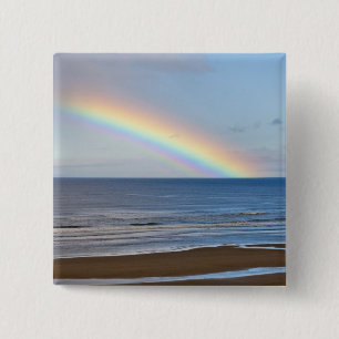 Grote regenboog boven de Stille Oceaan bij Vierkante Button 5,1 Cm
