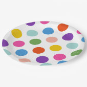 Grote regenboog gekleurde polka stippen patroon papieren bordje (Gekanteld)