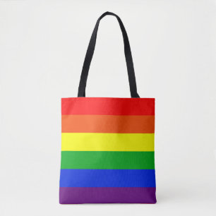 Grote regenboog gekleurde strepen tote bag