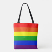 Grote regenboog gekleurde strepen tote bag (Achterkant)