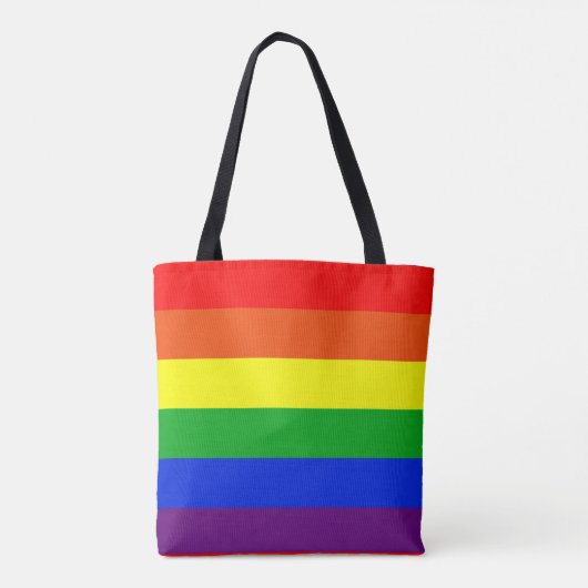 Grote regenboog gekleurde strepen tote bag (Achterkant)