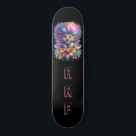 *~* Grote Regenboog Haartrol AP89 Neon Initiaal Persoonlijk Skateboard<br><div class="desc">(Zoekcode AP89 voor Troll items en AP88 voor middeleeuwse thema items ) Gemakkelijk overzetten naar andere Zazzle producten. ZWARTE achtergrond Skateboard. De felle en o zo vrolijke NEON Rainbow kleuren poppen gewoon de TROLL afbeeldingen en LETTERS. Pas/personaliseer uw INITIALEN/MONOGRAM aan. Whimsical Schattige grappig lang haar trol. Heldere RAINBOW neon kleuren...</div>