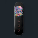 *~* Grote Regenboog Haartrol AP89 Neon Initiaal Persoonlijk Skateboard<br><div class="desc">(Zoekcode AP89 voor Troll items en AP88 voor middeleeuwse thema items ) Gemakkelijk overzetten naar andere Zazzle producten. ZWARTE achtergrond Skateboard. De felle en o zo vrolijke NEON Rainbow kleuren poppen gewoon de TROLL afbeeldingen en LETTERS. Pas/personaliseer uw INITIALEN/MONOGRAM aan. Whimsical Schattige grappig lang haar trol. Heldere RAINBOW neon kleuren...</div>