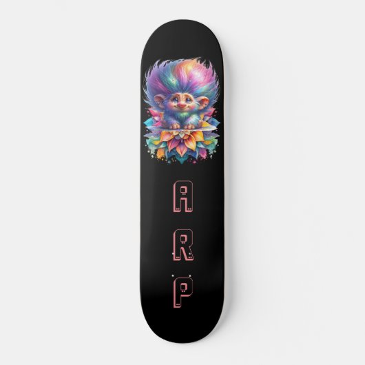 *~* Grote Regenboog Haartrol AP89 Neon Initiaal Persoonlijk Skateboard (Voorkant)