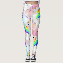 Grote Regenboog Prinses Eenhoorn op roze en blauw Leggings