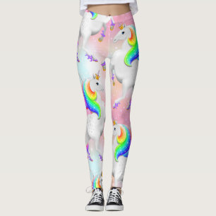 Grote Regenboog Prinses Eenhoorn op roze en blauw Leggings